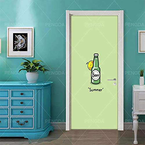 XXXCH Papel Tapiz De Puerta 3D Creación De Cerveza De Verano. 86X200Cm 3D Impresión De Vinilo De La Puerta De La Habitación Papel Tapiz Mural Pegatinas Carteles Para Sala De Estar Niños Papel Arte