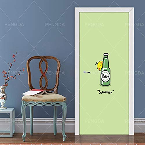 XXXCH Papel Tapiz De Puerta 3D Creación De Cerveza De Verano. 86X200Cm 3D Impresión De Vinilo De La Puerta De La Habitación Papel Tapiz Mural Pegatinas Carteles Para Sala De Estar Niños Papel Arte