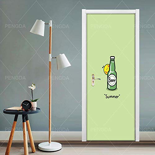 XXXCH Papel Tapiz De Puerta 3D Creación De Cerveza De Verano. 86X200Cm 3D Impresión De Vinilo De La Puerta De La Habitación Papel Tapiz Mural Pegatinas Carteles Para Sala De Estar Niños Papel Arte