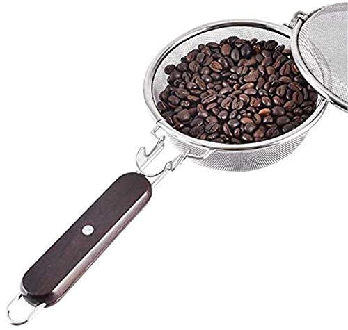 xxz Juego de Herramientas Handy Roaster para tostar café, Tostador Manual de Granos de café, Acero Inoxidable, Tostador casero, Herramienta para Hornear con Mango de Madera