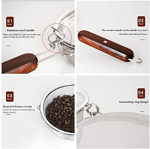 xxz Juego de Herramientas Handy Roaster para tostar café, Tostador Manual de Granos de café, Acero Inoxidable, Tostador casero, Herramienta para Hornear con Mango de Madera