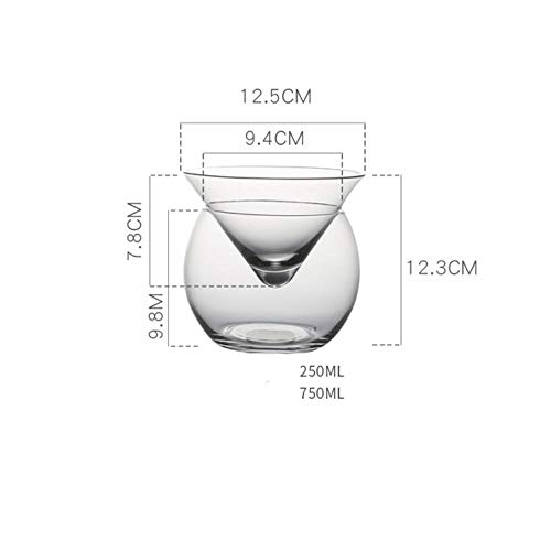 XZY - Juego de copas de cóctel con base de cono y esfera, para hielo, mezcla molecular helado