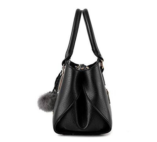 YAANCUN Mujeres Bolso De Elegante Con Asas Y Bandolera Multicolor Bolso De Asas Negro