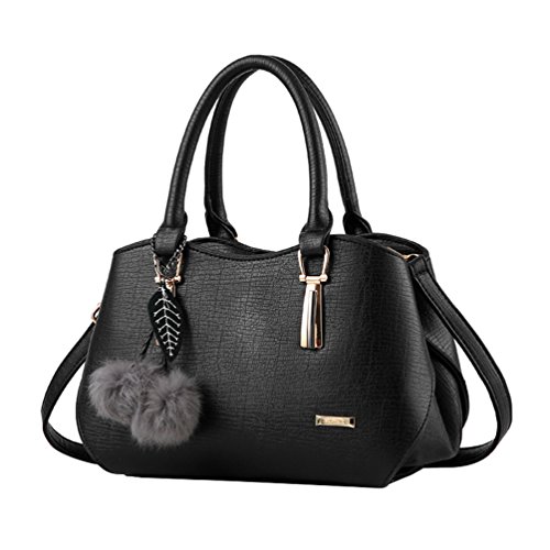 YAANCUN Mujeres Bolso De Elegante Con Asas Y Bandolera Multicolor Bolso De Asas Negro