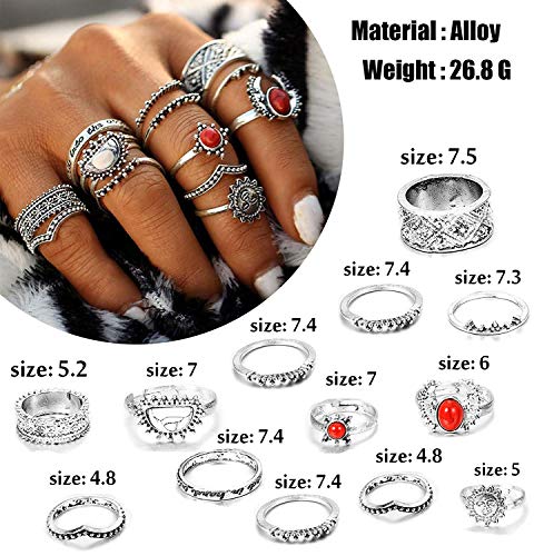 YADOCA 118 Piezas Anillos Mujer Niña Vintage Plata Anillos De Uñas Set De Anillos De Dedo Apilables Retro Lote Anillo Articulado Boho