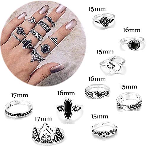 YADOCA 118 Piezas Anillos Mujer Niña Vintage Plata Anillos De Uñas Set De Anillos De Dedo Apilables Retro Lote Anillo Articulado Boho