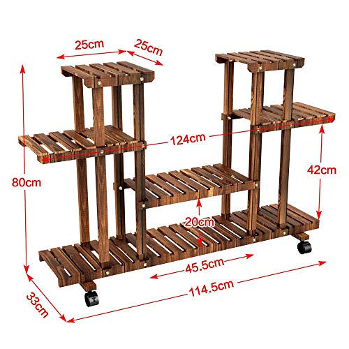 Yaheetech Estantería de Macetas Estante de Plantas Soporte Decorativo para Jardín con Ruedas