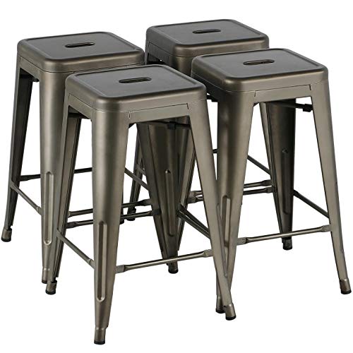 Yaheetech Set de 4 Piezas Taburetes de Bar Taburetes Industriales Altura 60 cm Silla Cocina Comedor