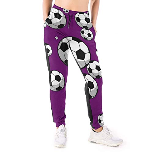 Yaitty Pantalones Deportivos para Mujer, diseño de Pelota de fútbol, con impresión 3D, Pantalones de Deporte, Negro, Extra-Large