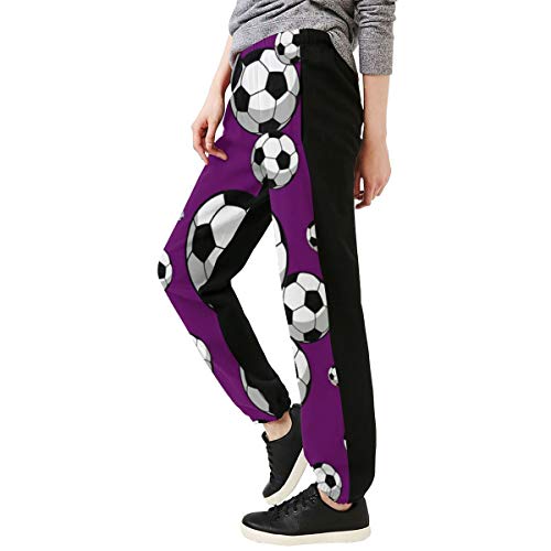 Yaitty Pantalones Deportivos para Mujer, diseño de Pelota de fútbol, con impresión 3D, Pantalones de Deporte, Negro, Extra-Large