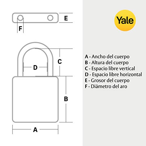 Yale Y110C/40/119/1 Candado de Seguridad Con Arco Cerrado, 40 mm