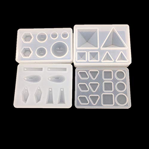 Yalulu 4 Pieza pirámide Fundición para geometría Pendientes Silicona Mold Cadena Joyas Fundición para Manualidades DIY Silicona Colgante Collar Manualidades Moho