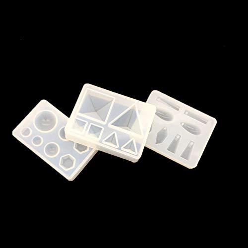 Yalulu 4 Pieza pirámide Fundición para geometría Pendientes Silicona Mold Cadena Joyas Fundición para Manualidades DIY Silicona Colgante Collar Manualidades Moho