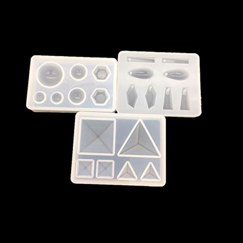 Yalulu 4 Pieza pirámide Fundición para geometría Pendientes Silicona Mold Cadena Joyas Fundición para Manualidades DIY Silicona Colgante Collar Manualidades Moho