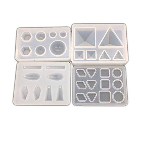 Yalulu 4 Pieza pirámide Fundición para geometría Pendientes Silicona Mold Cadena Joyas Fundición para Manualidades DIY Silicona Colgante Collar Manualidades Moho