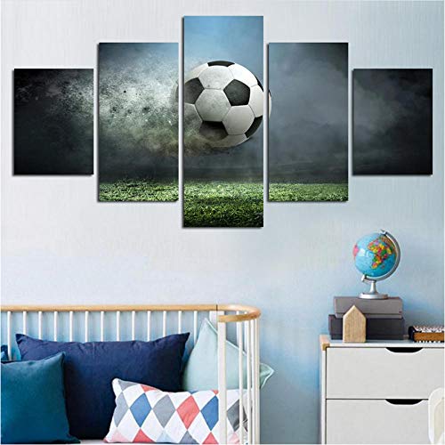 YANGSHUANG Arte de la Pared Pintura de la Lona 5 Unidades HD Imprimir fútbol Campo Deporte Carteles Lienzo Modular Arte decoración del hogar Pintura de la Lona