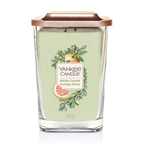 Yankee Candle Colección Elevation, Vela Aromática Grande Cuadrada de 2 Mechas con Tapa de Plataforma, Guirnalda Festiva