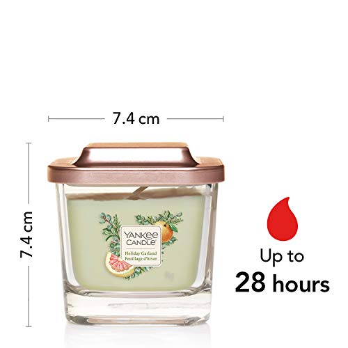 Yankee Candle Colección Elevation, Vela Aromática Pequeña Cuadrada de 1 Mecha con Tapa de Plataforma, Guirnalda Festiva