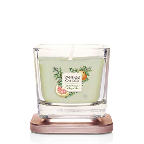 Yankee Candle Colección Elevation, Vela Aromática Pequeña Cuadrada de 1 Mecha con Tapa de Plataforma, Guirnalda Festiva