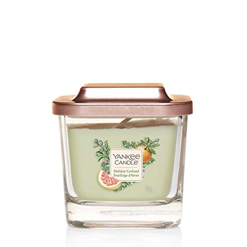 Yankee Candle Colección Elevation, Vela Aromática Pequeña Cuadrada de 1 Mecha con Tapa de Plataforma, Guirnalda Festiva