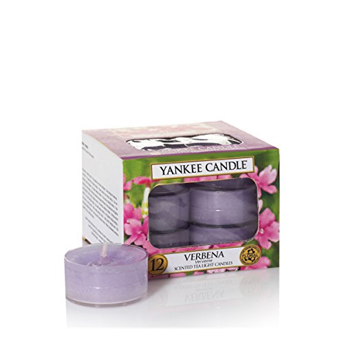 YANKEE CANDLE Verbena Velas de Té Aromáticas Paquete de 12 Unidades, Violeta, 8.6x8.5x6.3 cm