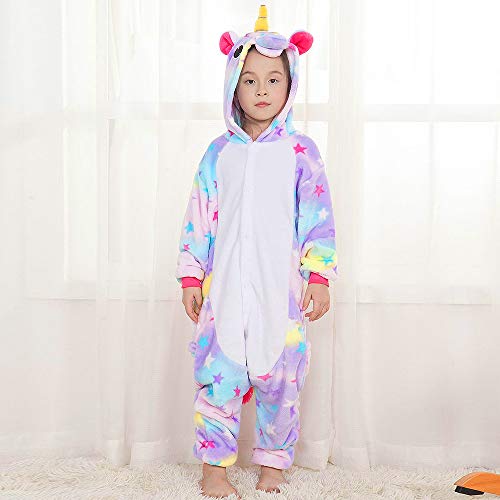 Yansion Los niños Unicornio Onesies Pijamas,Trajes de Cosplay con Capucha Ropa de Dormir Franela Unicornio Ropa de Dormir de Dibujos Animados Disfraces para niños Regalo de cumpleaños de Navidad(XXL)