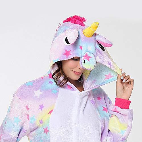 Yansion Los niños Unicornio Onesies Pijamas,Trajes de Cosplay con Capucha Ropa de Dormir Franela Unicornio Ropa de Dormir de Dibujos Animados Disfraces para niños Regalo de cumpleaños de Navidad(XXL)