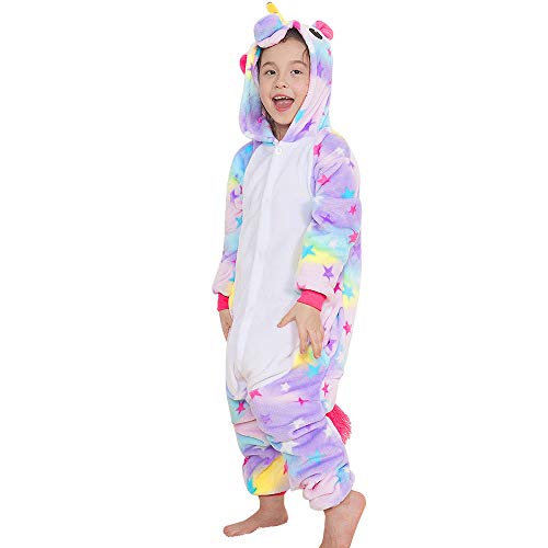 Yansion Los niños Unicornio Onesies Pijamas,Trajes de Cosplay con Capucha Ropa de Dormir Franela Unicornio Ropa de Dormir de Dibujos Animados Disfraces para niños Regalo de cumpleaños de Navidad(XXL)