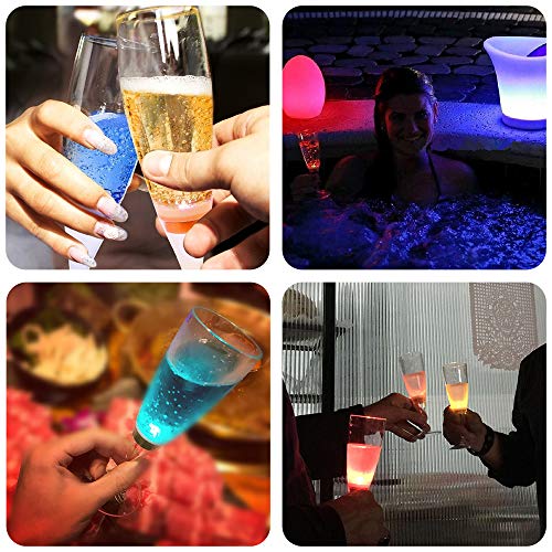 YANX Copa de Champán de LED Líquido Activado Copas Vino Champagne Glasses para Fiestas, Bar, Boda, Festival (Paquete de 6 Unidades)