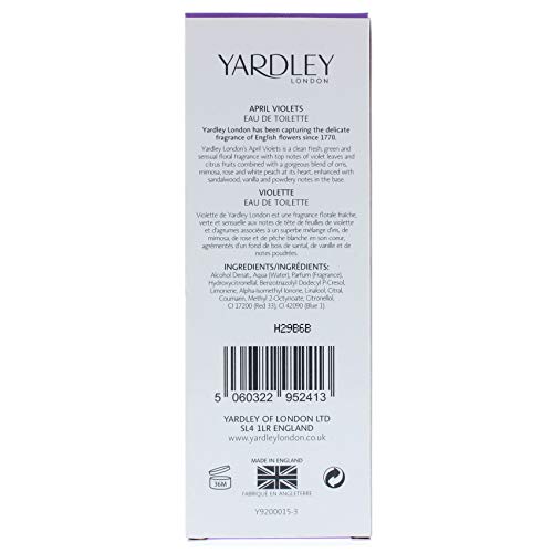 Yardley Londres, abril Violetas, Eau de Toilette Mujeres, 125 ml