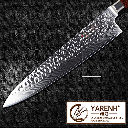 YARENH Cuchillos de Cocina Profesionales 25cm,Cuchillo de Cocina de Acero de Japonés Damasco,Cuchillo de Chef Ultra Filoso,Cuchillo Japones Damasco HYZ-Serie