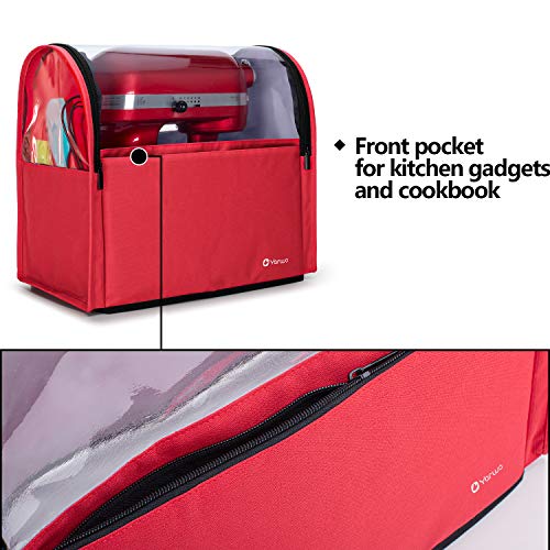 Yarwo Cubierta para KitchenAid Robots de Cocina, Funda para Batidoras amasadoras, Cubierta Encaja para Todos los KitchenAid Robots de Cocina 5.7 y 7.6 litros, Rojo