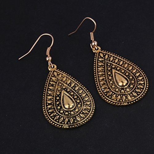 YAZILIND bohemio Vintage aleacion lagrima Drop aretes mujeres ninas (oro)