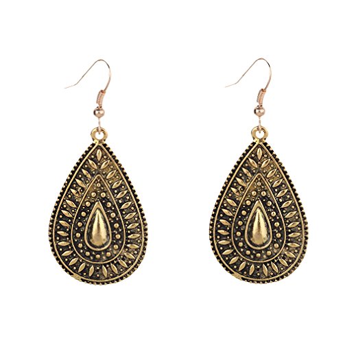 YAZILIND bohemio Vintage aleacion lagrima Drop aretes mujeres ninas (oro)