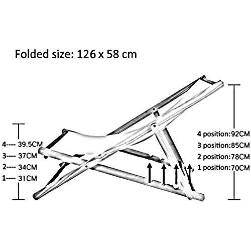 YB&GQ Al Aire Libre Patio Silla Reclinable,Ajustable Plegable Silla De Playa,Piscina De Madera Tumbona,portátil Lona Silla Perezosa Jardín Césped Sauna Mueble Amarillo 126x58cm(50x23inch)