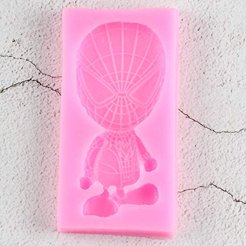 YCEOT Moldes de Silicona 3D Spiderman DIY Birthday Fondant Herramientas de decoración de Pasteles Galletas para Hornear Candy Clay Chocolate Gumpaste Moldes