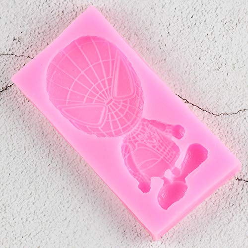 YCEOT Moldes de Silicona 3D Spiderman DIY Birthday Fondant Herramientas de decoración de Pasteles Galletas para Hornear Candy Clay Chocolate Gumpaste Moldes