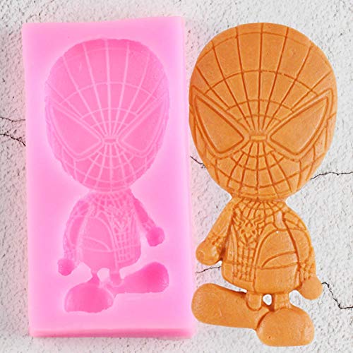 YCEOT Moldes de Silicona 3D Spiderman DIY Birthday Fondant Herramientas de decoración de Pasteles Galletas para Hornear Candy Clay Chocolate Gumpaste Moldes