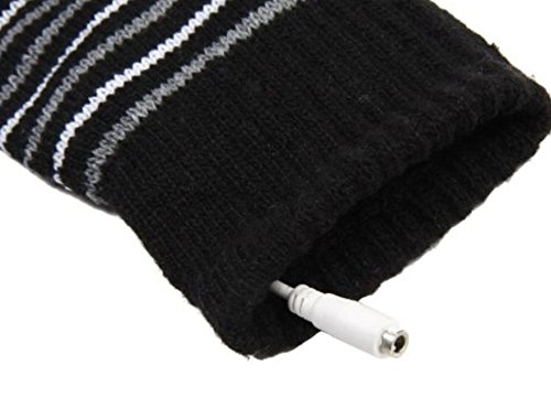 Yeah67886 Creative Stripe Motif USB2.0 Mitaines chauffantes (Noir)