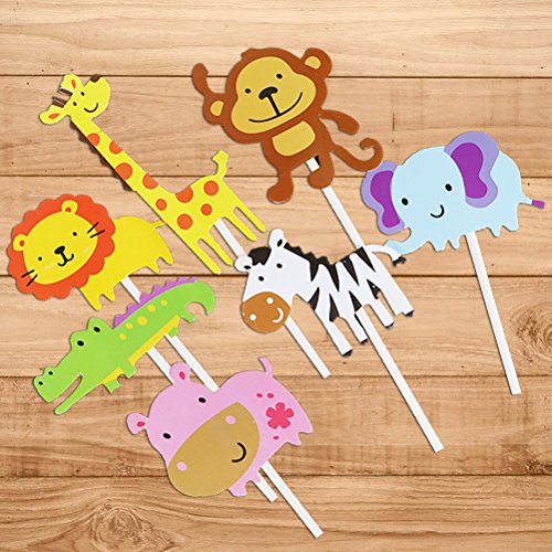 Yeahibaby 35pcs feliz cumpleaños pastel Topper tema animal decoraciones de la torta fuentes del partido