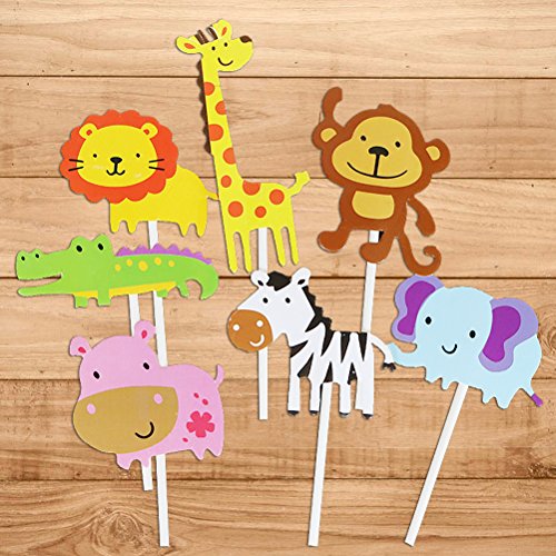 Yeahibaby 35pcs feliz cumpleaños pastel Topper tema animal decoraciones de la torta fuentes del partido