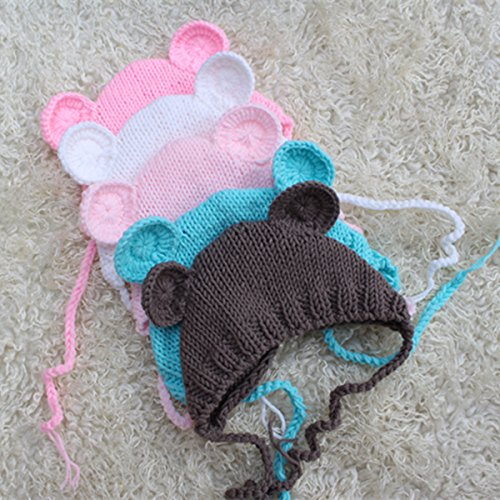 YeahiBaby Accesorios de fotografía de bebé Recién nacido Sombrero de oso de punto lindo con gorra de juguete de ganchillo Niños de osos Gorro de fotografía de niña (Caqui)