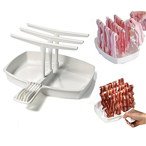 YEARGER Desmontable Bacon Tray Rack Microondas Bacon Cooker Estantería Rack menos de grasa Cocina Sana Herramientas Barbacoa Desayuno comida Gadgets