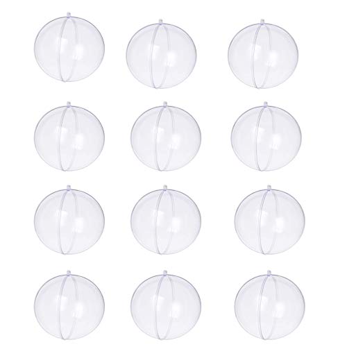 Yeelan Esfera de Adorno de Bola de acrílico de plástico Transparente para la decoración de la Fiesta de la Boda (80 mm, Juego de 12 Piezas)