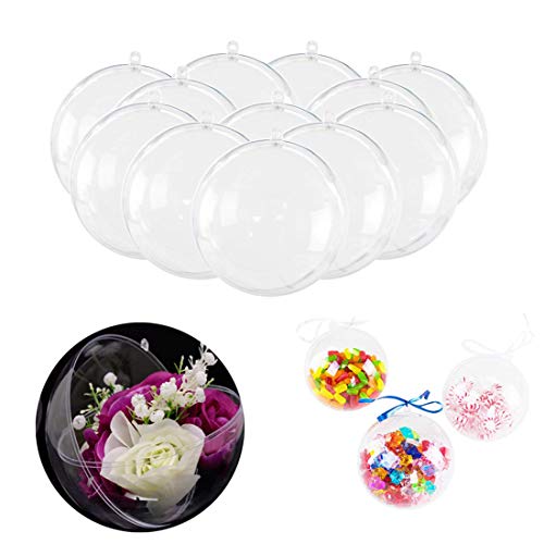 Yeelan Esfera Transparente de Adorno de acrílico para Rellenar Adornos de Bolas Transparentes para la decoración navideña de Bodas (60 mm, Juego de 12 Piezas)