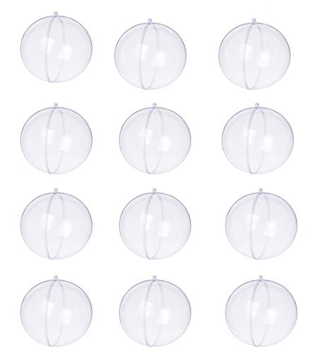 Yeelan Esfera Transparente de Adorno de acrílico para Rellenar Adornos de Bolas Transparentes para la decoración navideña de Bodas (60 mm, Juego de 12 Piezas)