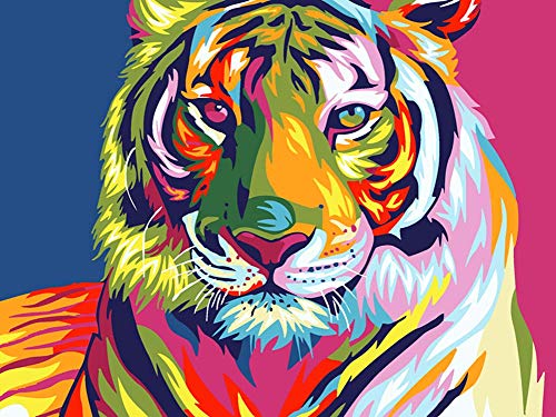 YEESAM ART Nueva Pintura para números para Adultos y niños - Pintado Color Tigre 40x50cm en Lino - Pintura Digital de Bricolaje por Kits de números sobre Lienzo