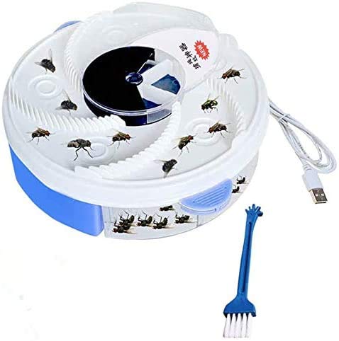 Yefun Automático USB Recargable Eléctrico atrapamoscas Flycatcher Pest Catcher Killer Repelente Bug Repelente de Insectos Fly Trap Device con trampas Food Y Pincel (Blue)