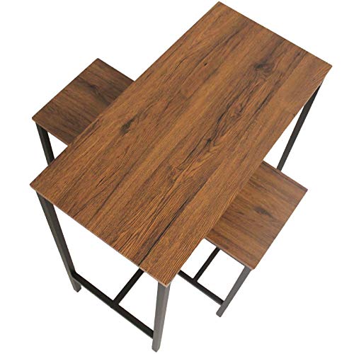 YELLOO Mod. Ibiza Juego de Mesa de Bar y 2 taburetes Marrón H.97cm Cocina