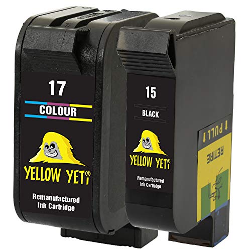 Yellow Yeti Remanufacturados 15 17 Cartuchos de Tinta Negro/Color para HP Deskjet 816c 825c 827 840c 841c 842c 843c 845c 845cvr 848c [3 años de garantía]